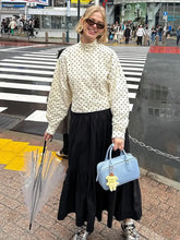 LIZAKOSHT  -  Polka Dot Lantern Sleeve Jackets Women High Collar Oversized Cropped Coats 2025 Lady Casual New Chic Commute Street Outerwear